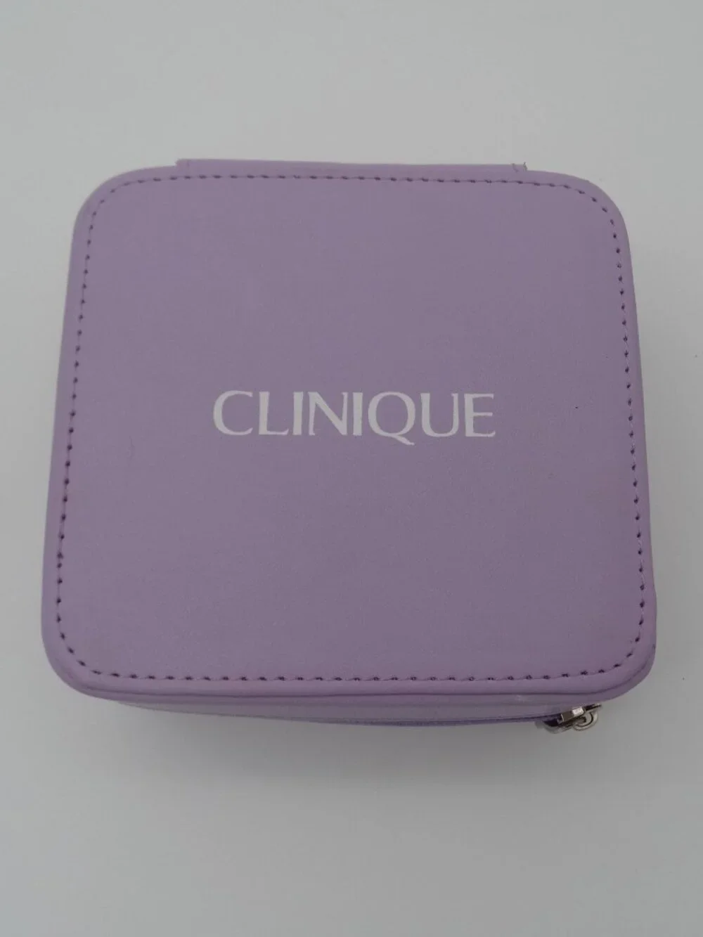 Clinique Lavender Travel Jewelry Zip Around Fabric Lined Square Case